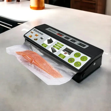 Slaouwo Automatic VK Vacuum Sealer Compact 100W Food Sealer Machine with 1 Roll Vacuum Bags Dry & Moist Modes Led Indicator Lights - Imported from UK